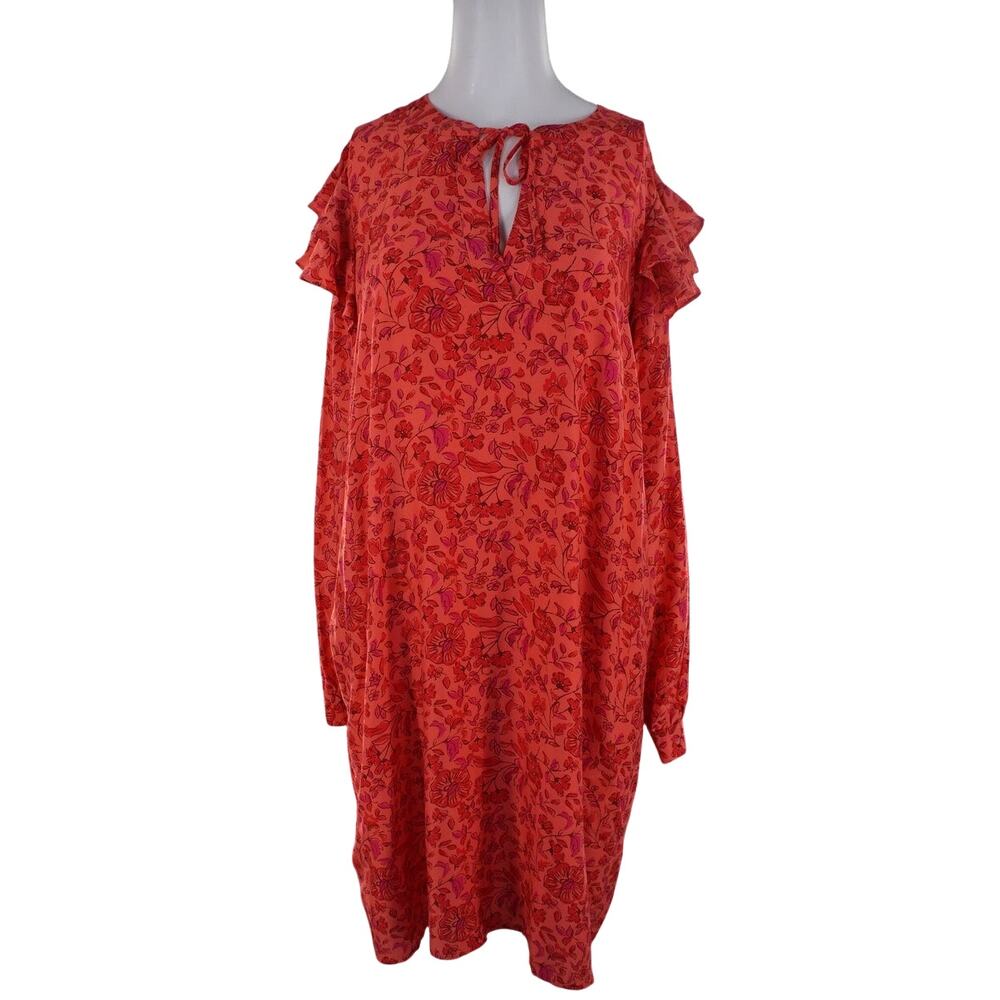 Vineyard Vines Papaya Floral Ruffle Sleeve Dress - L